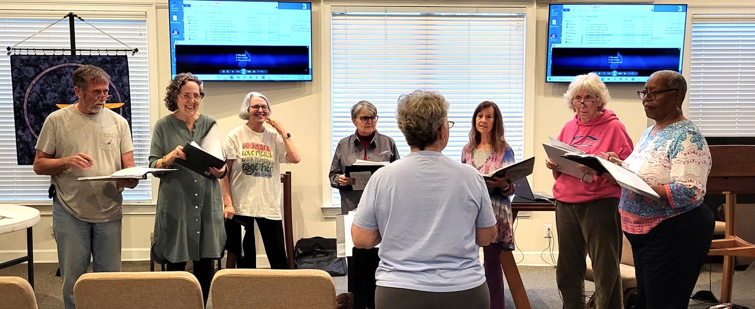 Linda directing choir, Feb 15